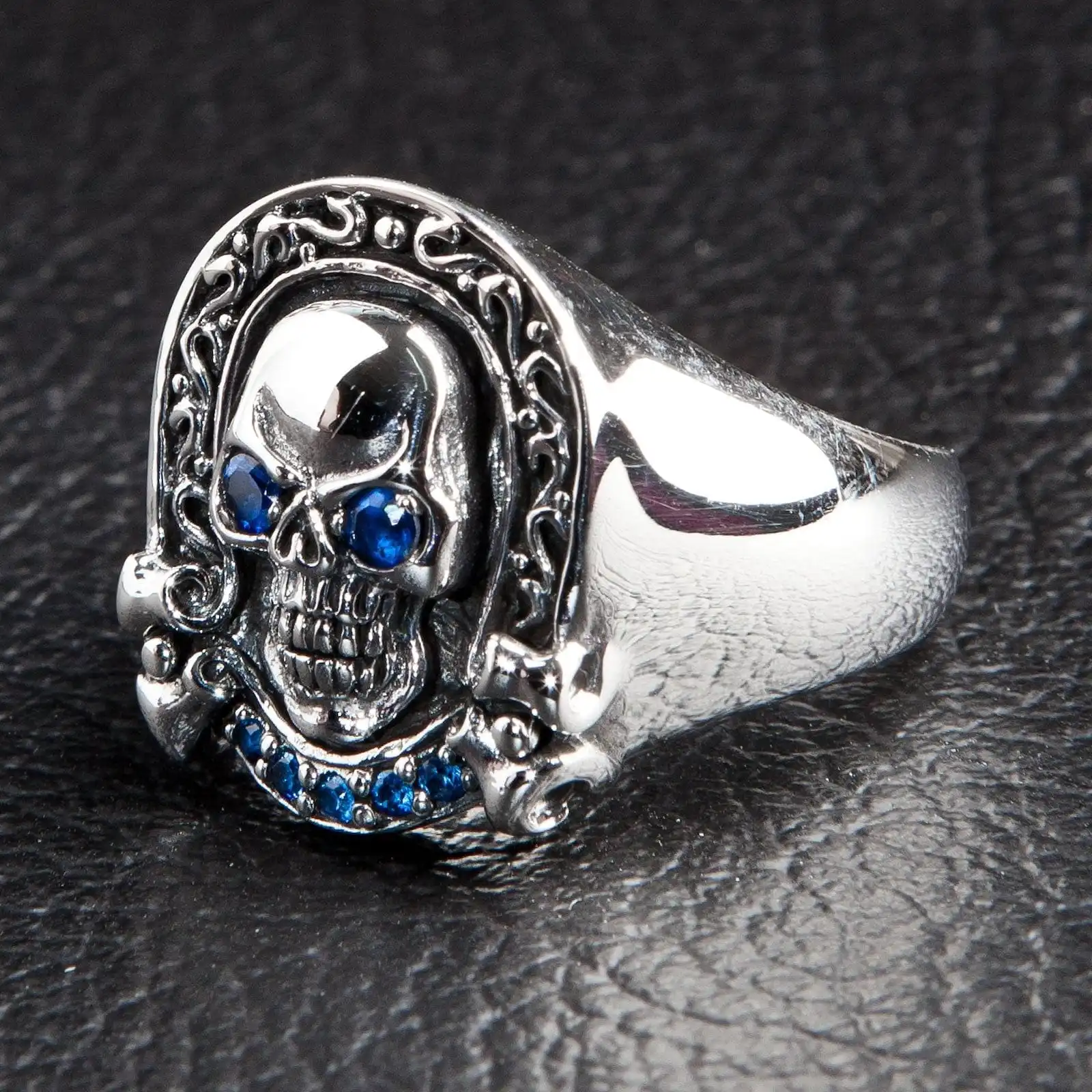 Bikerringshop Sterling Silver Designer Rider Skull Ring 4 Bikerringshop Sterling Silver Designer Rider Skull Ring - Image 2