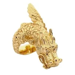 Bikerringshop 14K Yellow Gold Dragon Ring -Outlet Rings Store 14k yellow gold dragon ring