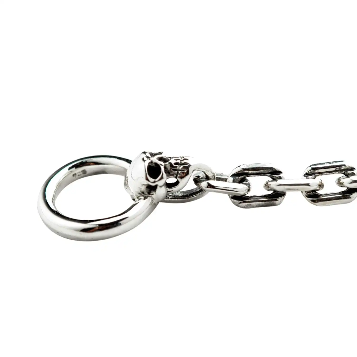 Bikerringshop Skull T-Bar Sterling Silver Curb Link Bracelet 11 Bikerringshop Skull T-Bar Sterling Silver Curb Link Bracelet - Image 9