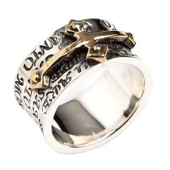 Bikerringshop Sterling Silver Designer Gold Cross Ring