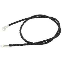 Bikerringshop 2mm Braided Leather Necklace