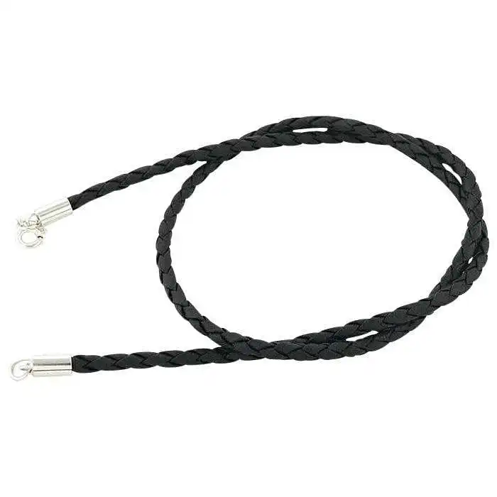 Bikerringshop 2mm Braided Leather Necklace 3 Bikerringshop 2mm Braided Leather Necklace