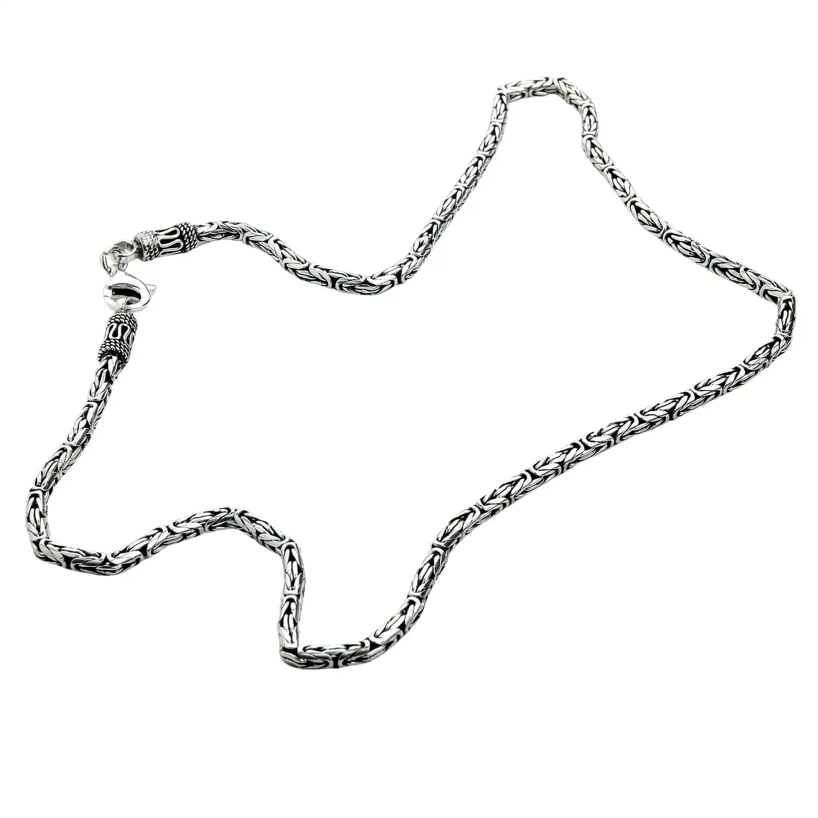 Bikerringshop 3mm Sterling Silver Byzantine Chain Necklace 6 Bikerringshop 3mm Sterling Silver Byzantine Chain Necklace - Image 4