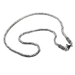 Bikerringshop 3mm Sterling Silver Byzantine Chain Necklace