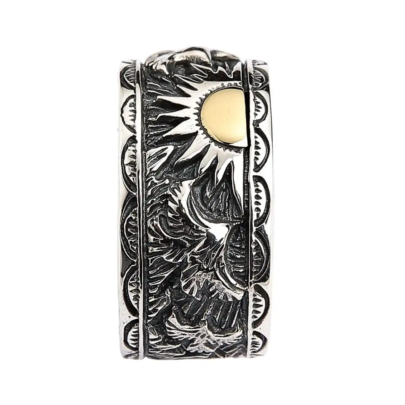 Bikerringshop Sterling Silver Indian Mens Band Ring 9 Bikerringshop Sterling Silver Indian Mens Band Ring - Image 7