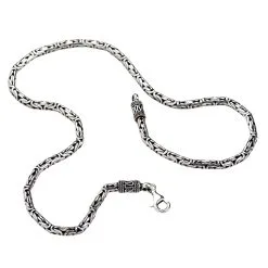 Bikerringshop 4mm Sterling Silver Byzantine Mens Necklace -Outlet Rings Store 4mm byzantime necklace 925 sterling silver