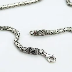 Bikerringshop 4mm Sterling Silver Byzantine Mens Necklace -Outlet Rings Store 4mm byzantine necklace 4