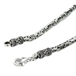 Bikerringshop 4mm Sterling Silver Byzantine Mens Necklace -Outlet Rings Store 4mm byzantine necklace 5