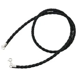 Bikerringshop 4mm Braided Leather Necklace