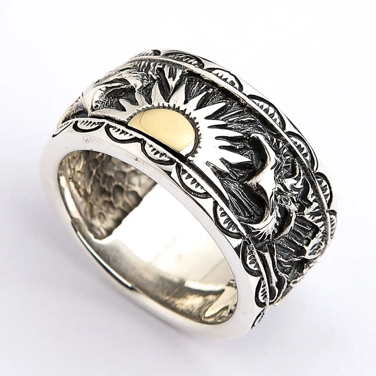 Bikerringshop Sterling Silver Indian Mens Band Ring 5 Bikerringshop Sterling Silver Indian Mens Band Ring - Image 3