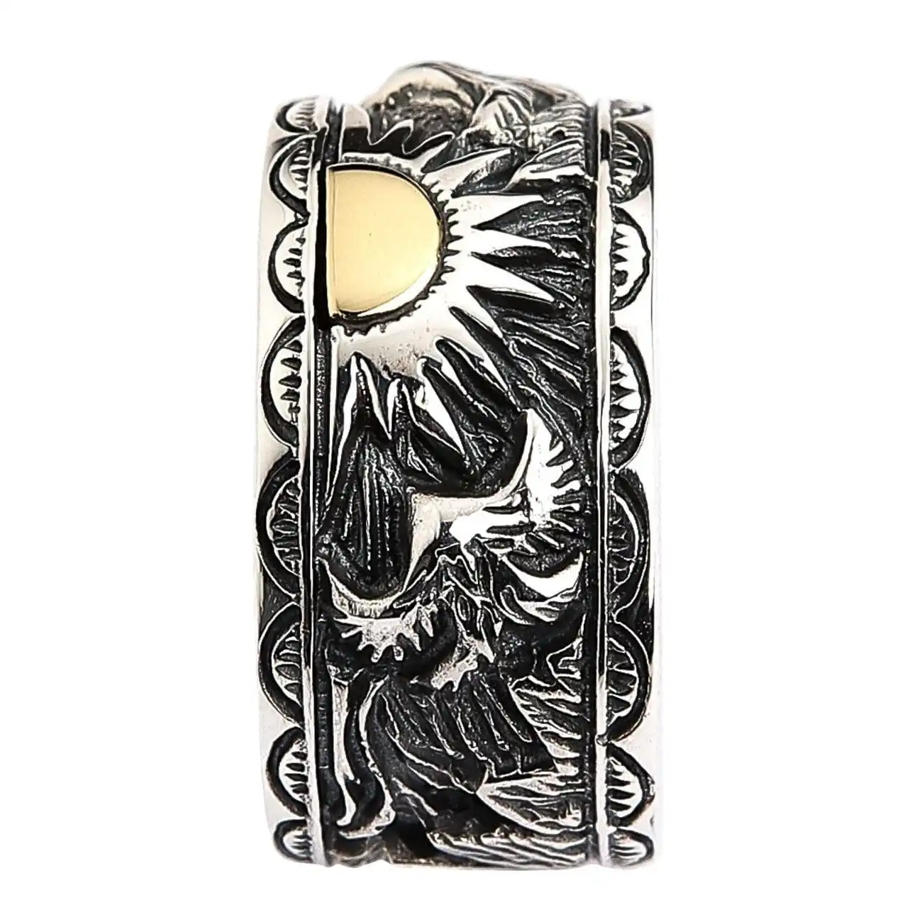 Bikerringshop Sterling Silver Indian Mens Band Ring 8 Bikerringshop Sterling Silver Indian Mens Band Ring - Image 6