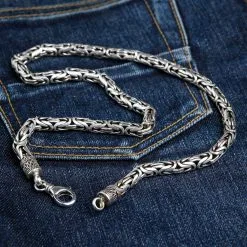 Bikerringshop 8mm Sterling Silver Byzantine Mens Necklace -Outlet Rings Store 8mm sterling silver Byzantine necklace
