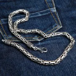 Bikerringshop 8mm Sterling Silver Byzantine Mens Necklace -Outlet Rings Store 8mm sterling silver Byzantine necklace 3
