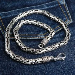 Bikerringshop 8mm Sterling Silver Byzantine Mens Necklace