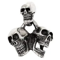 Bikerringshop Sterling Silver Triple Skull Pendant