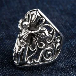 Bikerringshop Sterling Silver Cross Crucifix Skull Skeleton Gothic Ring -Outlet Rings Store 925 Sterling Silver Cross Crucifix Skull Skeleton Gothic Ring