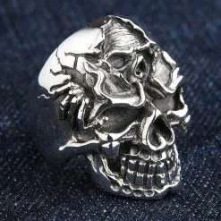 Bikerringshop 925 Sterling Silver Death Skull Rings -Outlet Rings Store 925 silver death skull ring 3
