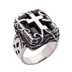 Bikerringshop Cross Sterling Silver Gothic Ring