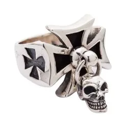 Bikerringshop Punk Dangle Sterling Silver Cross Skull Ring -Outlet Rings Store BKR012019 06 9169