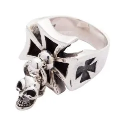 Bikerringshop Punk Dangle Sterling Silver Cross Skull Ring -Outlet Rings Store BKR012019 06 9183