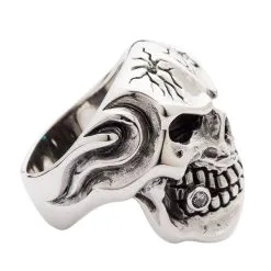 Bikerringshop Sterling Silver Blue Topaz Eye Mafia Skull Ring 17 Bikerringshop Sterling Silver Blue Topaz Eye Mafia Skull Ring -Outlet Rings Store BKR012019 12 9522