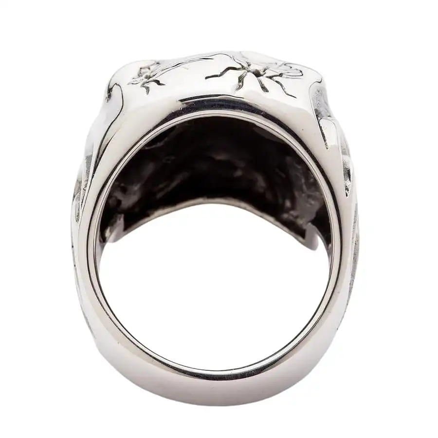 Bikerringshop Sterling Silver Blue Topaz Eye Mafia Skull Ring 10 Bikerringshop Sterling Silver Blue Topaz Eye Mafia Skull Ring - Image 8