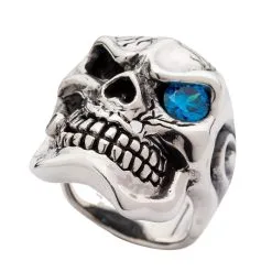 Bikerringshop Sterling Silver Blue Topaz Eye Mafia Skull Ring 15 Bikerringshop Sterling Silver Blue Topaz Eye Mafia Skull Ring -Outlet Rings Store BKR012019 12 9552
