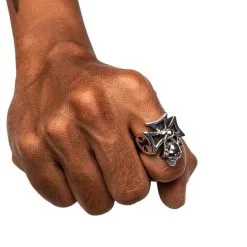 Bikerringshop Punk Dangle Sterling Silver Cross Skull Ring -Outlet Rings Store BKR012019 Hand 0176