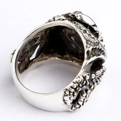 Bikerringshop Sterling Silver Grim Reaper Skull Gothic Ring -Outlet Rings Store BKR022023 24 0305