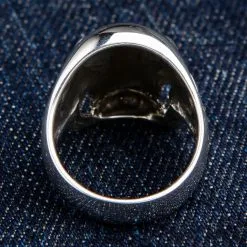 Bikerringshop Blue Eyes Skull Sterling Silver Ring -Outlet Rings Store BKR022023 26 0717
