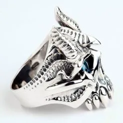Bikerringshop Sterling Silver Skull Bison Horn Devil Ring -Outlet Rings Store BKR062021 16 7623