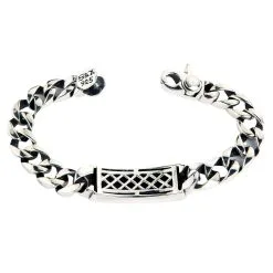 Bikerringshop Sterling Silver Black ID Mens Bracelet -Outlet Rings Store BKR062021 23 7883