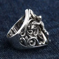 Bikerringshop Sterling Silver Cross Crucifix Skull Skeleton Gothic Ring -Outlet Rings Store BRK052022 05 3694