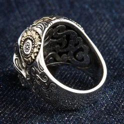 Bikerringshop Sterling Silver Gold Brass Sugar Skull Ring -Outlet Rings Store BRK052022 09 3586