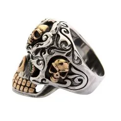 Bikerringshop Sterling Silver Biker Mexican Skull Ring -Outlet Rings Store BRK052022 10 2503