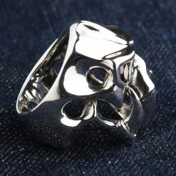 Bikerringshop Sterling Silver Red Eyes Skull Fang Devil Biker Ring 20 Bikerringshop Sterling Silver Red Eyes Skull Fang Devil Biker Ring -Outlet Rings Store BRK052022 11 3544