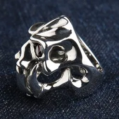 Bikerringshop Sterling Silver Red Eyes Skull Fang Devil Biker Ring 19 Bikerringshop Sterling Silver Red Eyes Skull Fang Devil Biker Ring -Outlet Rings Store BRK052022 11 3545