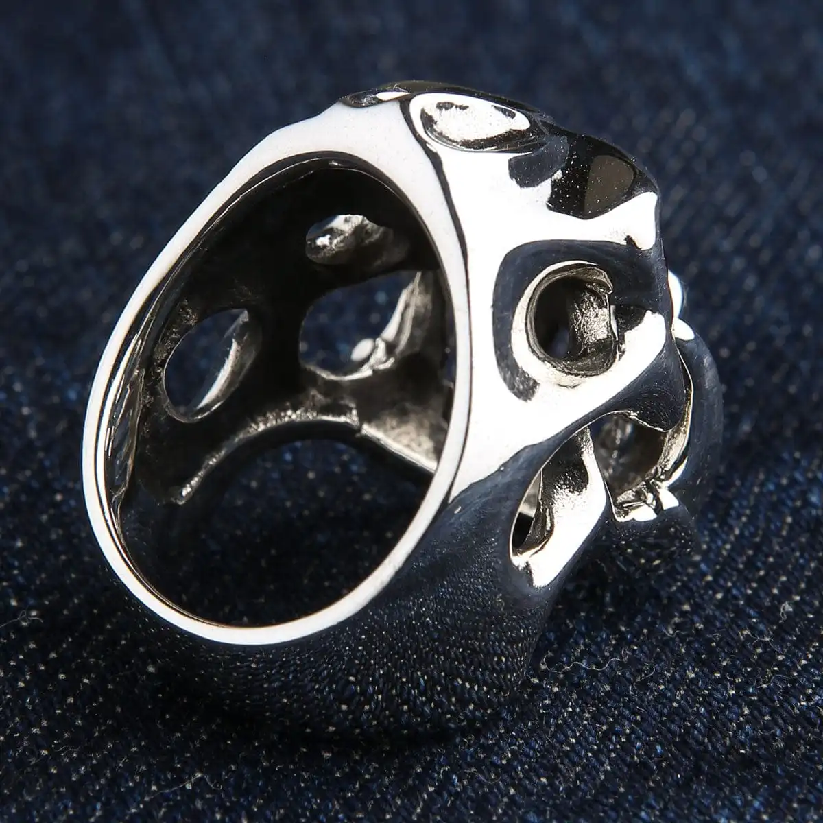 Bikerringshop Sterling Silver Red Eyes Skull Fang Devil Biker Ring 10 Bikerringshop Sterling Silver Red Eyes Skull Fang Devil Biker Ring - Image 8