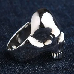 Bikerringshop Sterling Silver Red Eye Elegant Skull Ring -Outlet Rings Store BRK052022 15 3714