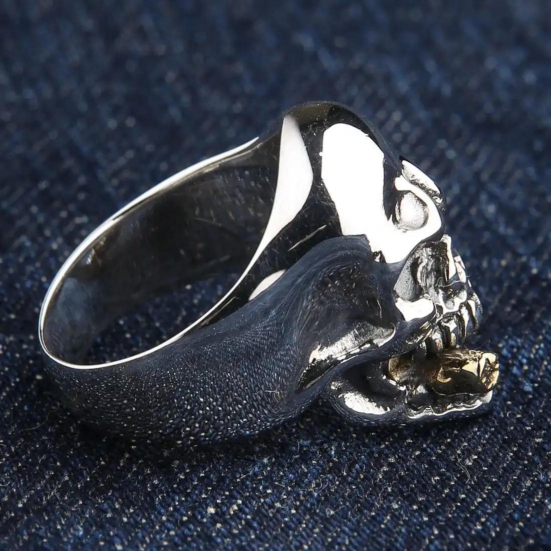 Bikerringshop Sterling Silver Cigar Mafia Skull Biker Ring 7 Bikerringshop Sterling Silver Cigar Mafia Skull Biker Ring - Image 5