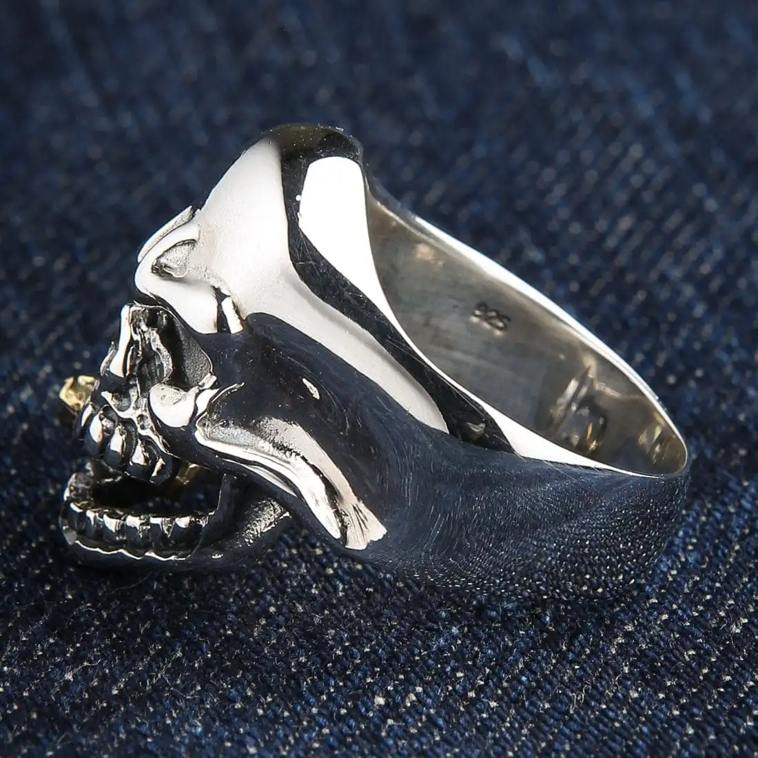 Bikerringshop Sterling Silver Cigar Mafia Skull Biker Ring 8 Bikerringshop Sterling Silver Cigar Mafia Skull Biker Ring - Image 6