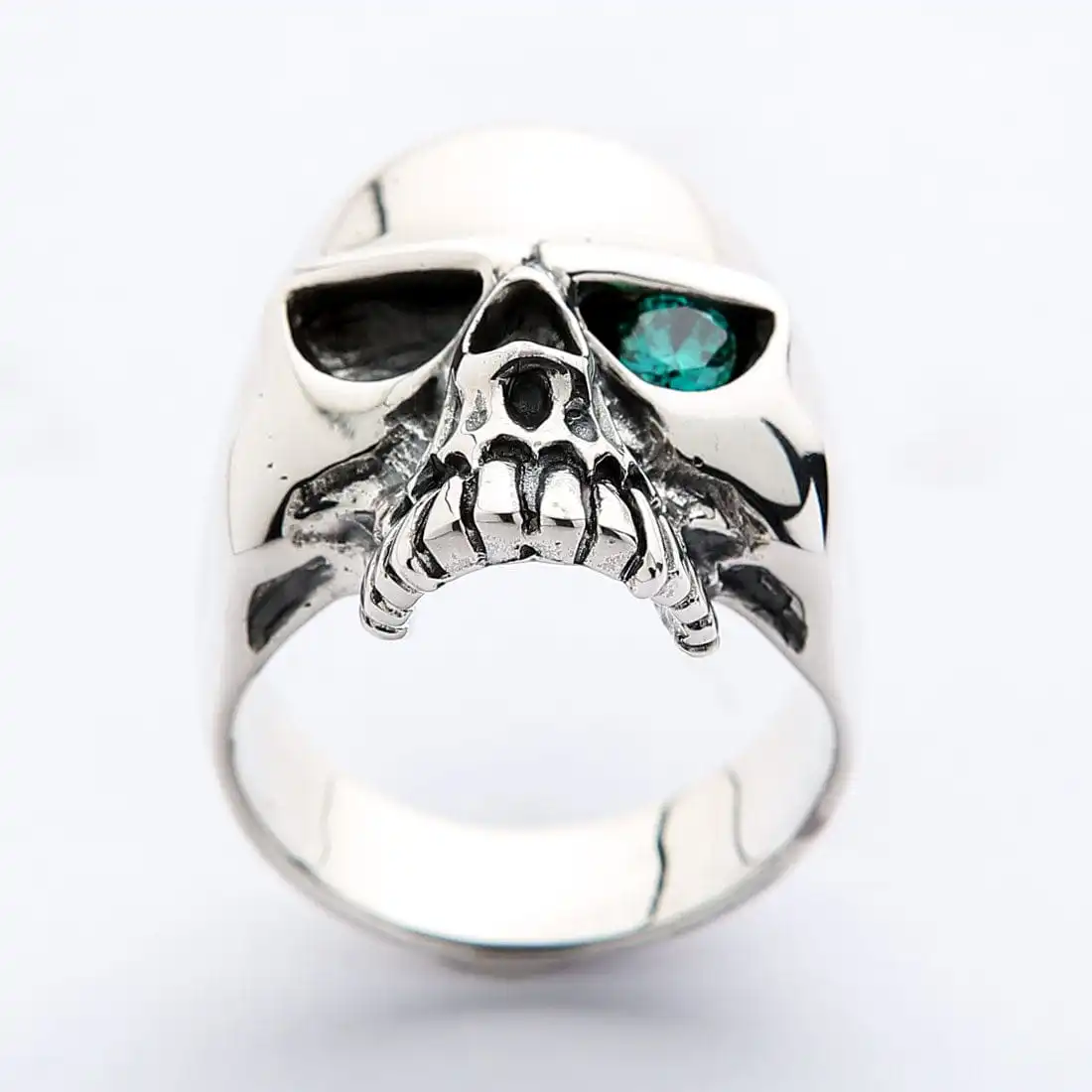Bikerringshop Sterling Silver Blue Topaz Eye Skull Ring 7 Bikerringshop Sterling Silver Blue Topaz Eye Skull Ring - Image 5