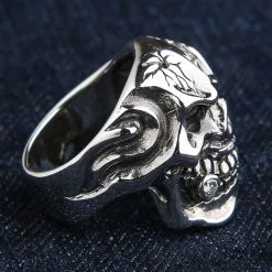 Bikerringshop Sterling Silver Ruby Red Eye Mafia Skull Ring -Outlet Rings Store BRK052022 30 3759