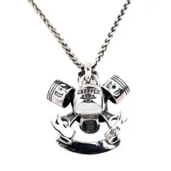 Bikerringshop Sterling Silver Chopper Skull Biker Pendant -Outlet Rings Store BRK052022 32 3234
