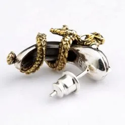 Bikerringshop 925 Sterling Silver Gold Brass Dragon Stud Earring 15 Bikerringshop 925 Sterling Silver Gold Brass Dragon Stud Earring -Outlet Rings Store BRK062022 24 5422