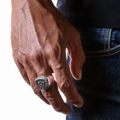 Bikerringshop Sterling Silver Diamond Fleur De Lis Rings -Outlet Rings Store Hand 022023 1123