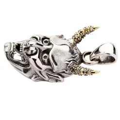 Bikerringshop Japanese Hannya Mask Devil Gothic Pendant Skull Necklace -Outlet Rings Store Hannya mask skull pendant 3
