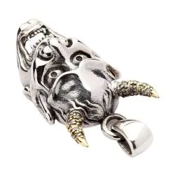 Bikerringshop Japanese Hannya Mask Devil Gothic Pendant Skull Necklace -Outlet Rings Store Hannya mask skull pendant 5