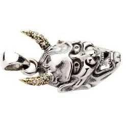 Bikerringshop Japanese Hannya Mask Devil Gothic Pendant Skull Necklace -Outlet Rings Store Hannya mask skull pendant 6