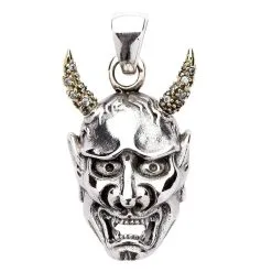 Bikerringshop Japanese Hannya Mask Devil Gothic Pendant Skull Necklace -Outlet Rings Store Hannya mask skull pendant 7
